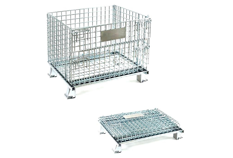 Folding wire mesh storage container