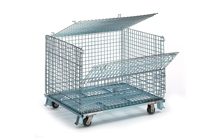 wire mesh container with casters
