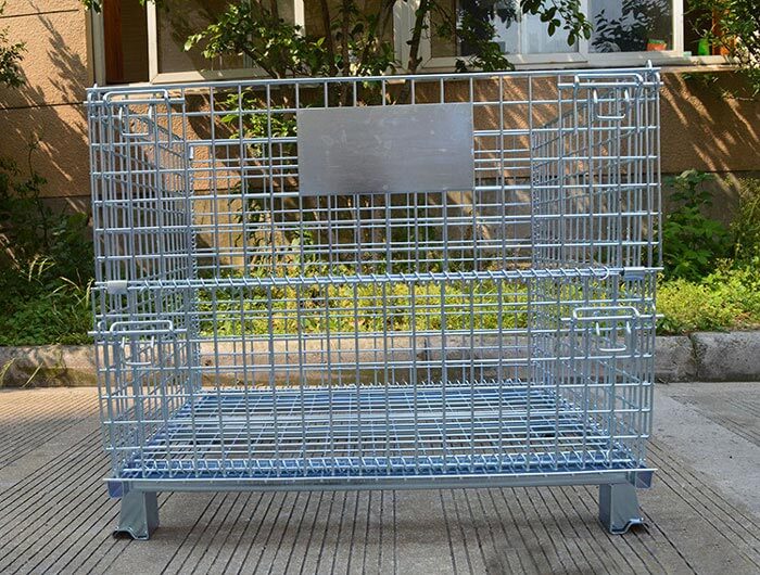 Good for storage and saving space in warehouse-wire mesh container