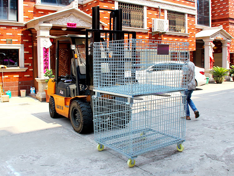 Warehouse collapsible wire mesh container