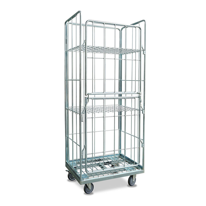 4 sided roll cage heavy load warehouse trolley