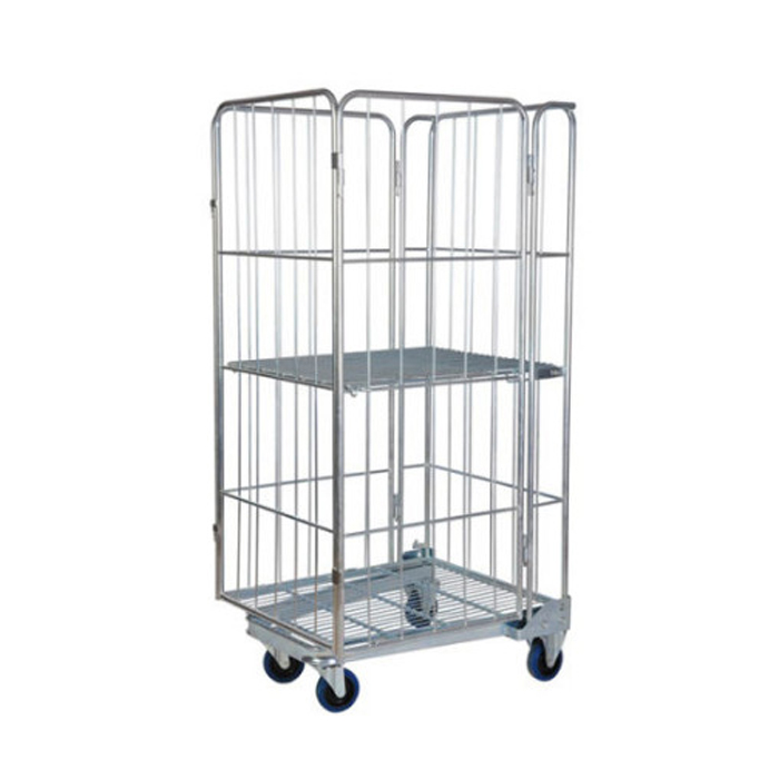 4 sided roll cage heavy load warehouse trolley