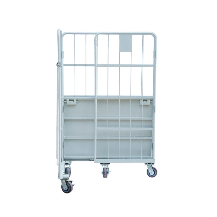 Foldable Rolling Storage Metal Cage Trolley With Wheels