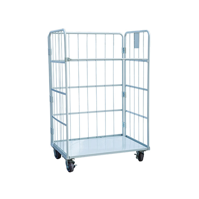 Foldable Rolling Storage Metal Cage Trolley With Wheels
